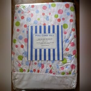 NEW Pine Cone Hill cotton bed skirt King size Polka dots multi color